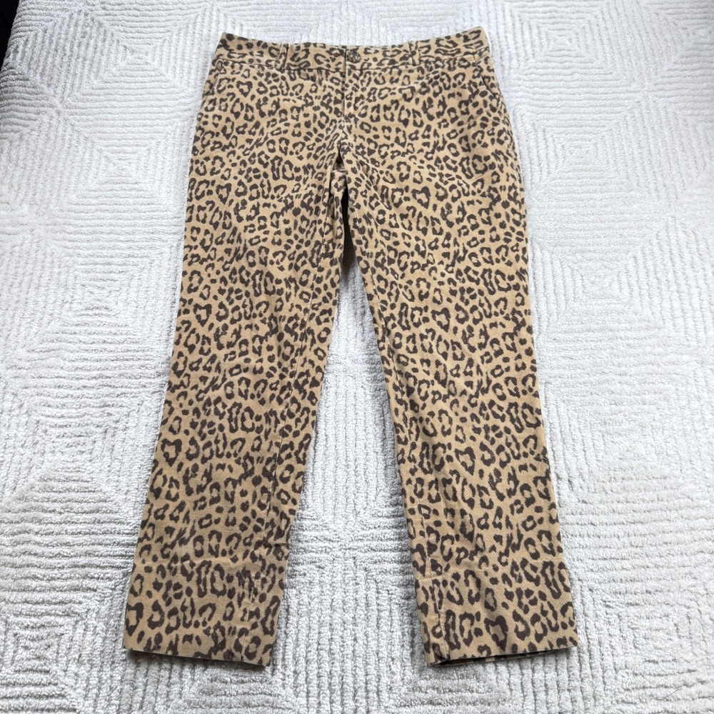 Banana Republic Camden Pant Women's 10 Brown Leopard Print Corduroy Office Work